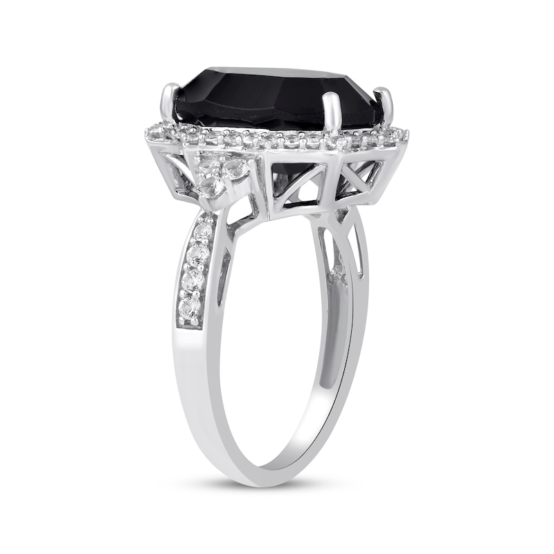 Main Image 2 of Fancy-Cut Black Onyx & White Lab-Created Sapphire Ring Sterling Silver