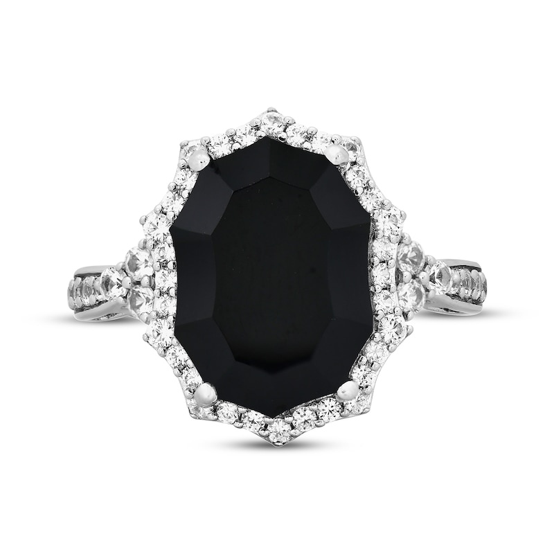 Main Image 4 of Fancy-Cut Black Onyx & White Lab-Created Sapphire Ring Sterling Silver