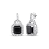 Thumbnail Image 1 of Octagon-Cut Black Onyx & White Lab-Created Sapphire Doorknocker Earrings Sterling Silver