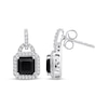 Thumbnail Image 3 of Octagon-Cut Black Onyx & White Lab-Created Sapphire Doorknocker Earrings Sterling Silver