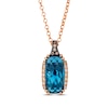 Thumbnail Image 1 of Le Vian Cushion-Cut Blue Topaz Necklace 1/6 ct tw Diamonds 14K Strawberry Gold 19&quot;