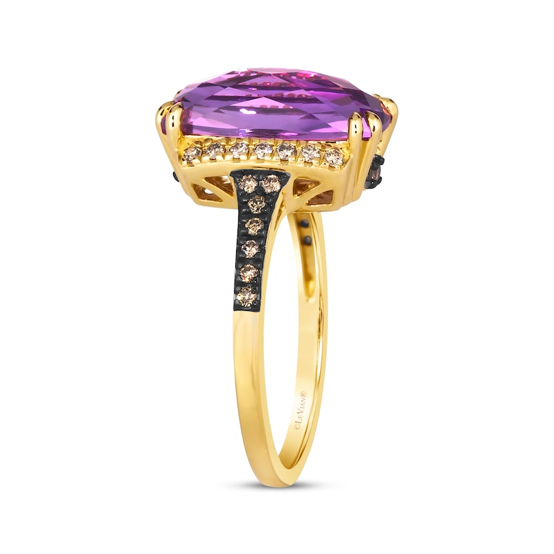 Main Image 2 of Le Vian Cushion-Cut Amethyst Ring 1/4 ct tw Diamonds 14K Honey Gold