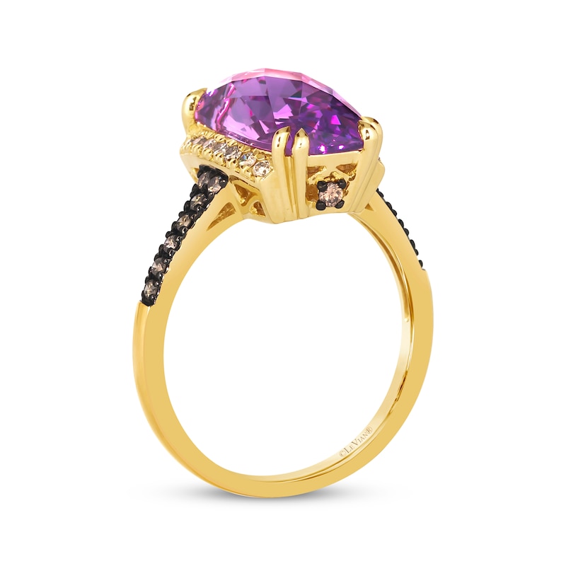 Main Image 3 of Le Vian Cushion-Cut Amethyst Ring 1/4 ct tw Diamonds 14K Honey Gold