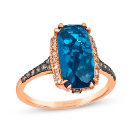 Le Vian Cushion-Cut Blue Topaz Ring 1/4 ct tw Diamonds 14K Strawberry Gold