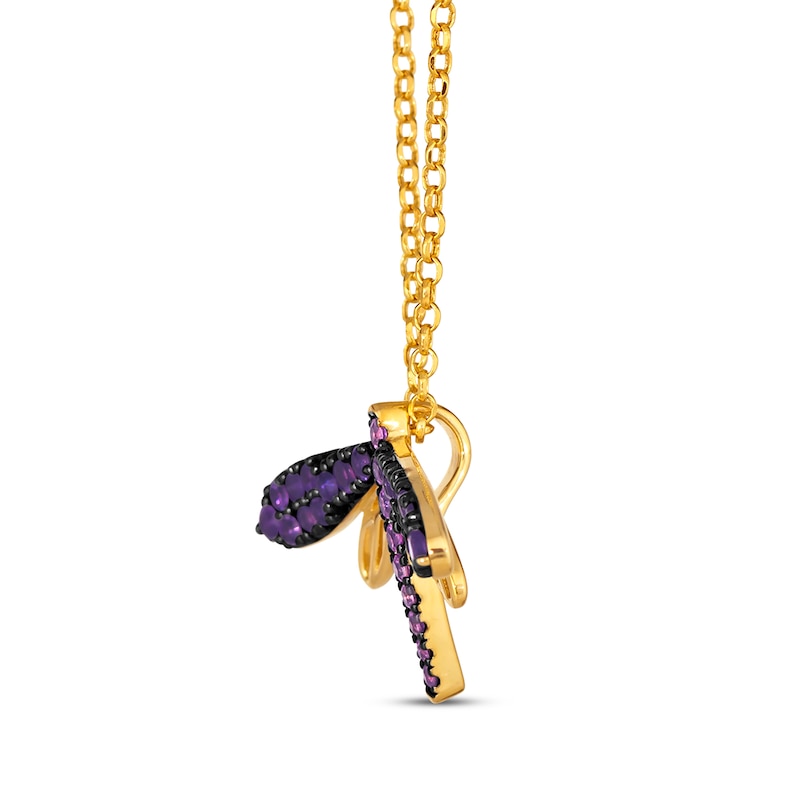 Main Image 2 of Le Vian Garden Party Collection Amethyst & Pink Sapphire Dragonfly Necklace 14K Honey Gold 19&quot;