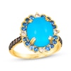 Thumbnail Image 0 of Le Vian Venetian Color on Color Oval-Cut Turquoise & Blue Sapphire Ring 1/3 ct tw Diamonds 14K Honey Gold