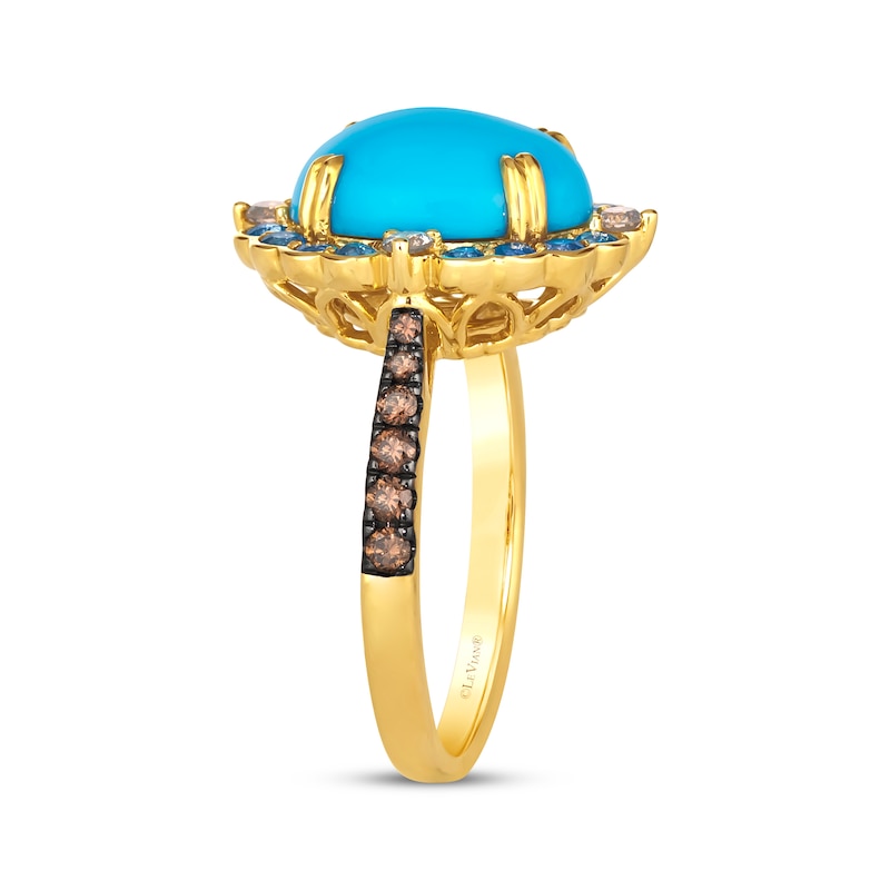 Le Vian Venetian Color on Color Oval-Cut Turquoise & Blue Sapphire Ring 1/3 ct tw Diamonds 14K Honey Gold