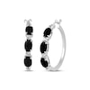 Thumbnail Image 0 of Oval-Cut Black Onyx & White Lab-Created Sapphire Hoop Earrings Sterling Silver