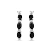 Thumbnail Image 1 of Oval-Cut Black Onyx & White Lab-Created Sapphire Hoop Earrings Sterling Silver