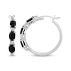 Thumbnail Image 2 of Oval-Cut Black Onyx & White Lab-Created Sapphire Hoop Earrings Sterling Silver