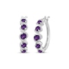 Thumbnail Image 1 of Amethyst & White Lab-Created Sapphire Swirl Hoop Earrings Sterling Silver