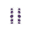 Thumbnail Image 2 of Amethyst & White Lab-Created Sapphire Swirl Hoop Earrings Sterling Silver