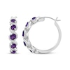 Thumbnail Image 3 of Amethyst & White Lab-Created Sapphire Swirl Hoop Earrings Sterling Silver