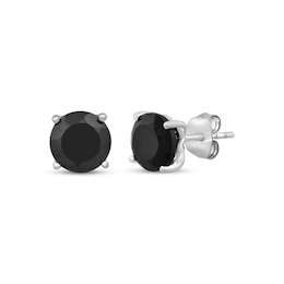 Black Onyx Solitaire Stud Earrings Sterling Silver