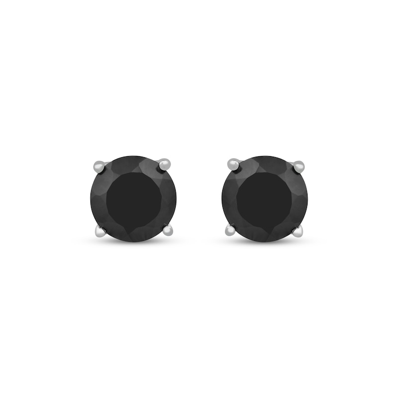 Black Onyx Solitaire Stud Earrings Sterling Silver