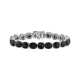 Cushion & Oval-Cut Black Onyx Line Bracelet Sterling Silver 7.5&quot;