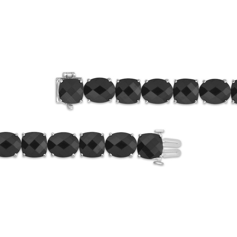 Cushion & Oval-Cut Black Onyx Line Bracelet Sterling Silver 7.5"