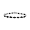 Thumbnail Image 0 of Oval-Cut Black Onyx & White Lab-Created Sapphire Bracelet Sterling Silver 7.5"