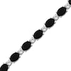 Thumbnail Image 1 of Oval-Cut Black Onyx & White Lab-Created Sapphire Bracelet Sterling Silver 7.5"