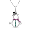 Thumbnail Image 1 of Black Onyx, Lab-Created Emerald & Lab-Created Ruby Snowman Necklace Sterling Silver 18&quot;