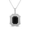 Thumbnail Image 1 of Octagon-Cut Black Onyx & White Lab-Created Sapphire Necklace Sterling Silver 18&quot;