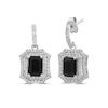 Thumbnail Image 1 of Octagon-Cut Black Onyx & White Lab-Created Sapphire Earrings Sterling Silver