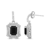 Thumbnail Image 3 of Octagon-Cut Black Onyx & White Lab-Created Sapphire Earrings Sterling Silver