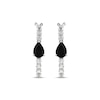 Thumbnail Image 2 of Pear-Shaped Black Onyx & White Lab-Created Sapphire Hoop Earrings Sterling Silver