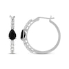 Thumbnail Image 3 of Pear-Shaped Black Onyx & White Lab-Created Sapphire Hoop Earrings Sterling Silver