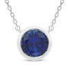 Thumbnail Image 1 of Blue Lab-Created Sapphire Solitaire Bezel-Set Necklace Sterling Silver 18&quot;