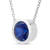 Thumbnail Image 2 of Blue Lab-Created Sapphire Solitaire Bezel-Set Necklace Sterling Silver 18&quot;