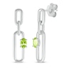 Thumbnail Image 1 of Oval-Cut Peridot Paperclip Drop Earrings Sterling Silver