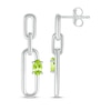 Thumbnail Image 3 of Oval-Cut Peridot Paperclip Drop Earrings Sterling Silver