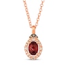 Thumbnail Image 1 of Le Vian Oval-Cut Garnet Necklace 1/6 ct tw Diamonds 14K Strawberry Gold 19&quot;