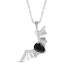 Thumbnail Image 1 of Pear-Shaped Black Spinel & White Lab-Created Sapphire Flying Bat Necklace Sterling Silver 18&quot;