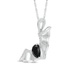 Thumbnail Image 2 of Pear-Shaped Black Spinel & White Lab-Created Sapphire Flying Bat Necklace Sterling Silver 18&quot;