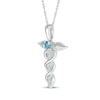 Thumbnail Image 2 of Swiss Blue Topaz & White Lab-Created Sapphire Caduceus Necklace Sterling Silver 18&quot;