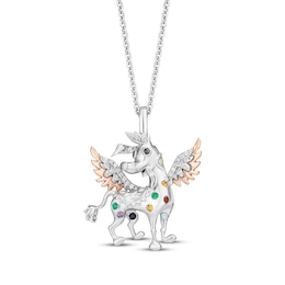 Disney Treasures Coco &quot;Dante&quot; Multi-Gemstone & Diamond Necklace 1/20 ct tw Sterling Silver & 10K Rose Gold 19&quot;