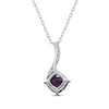 Thumbnail Image 3 of Cushion-Cut Rhodolite Garnet & Diamond Necklace 1/20 ct tw 10K White Gold 18&quot;