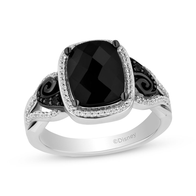 Sterling silver, black onyx and diamond ring