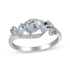 Thumbnail Image 1 of Oval & Round-Cut Aquamarine & Diamond Bypass Ring 1/15 ct tw 10K White Gold