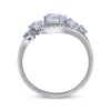 Thumbnail Image 2 of Oval & Round-Cut Aquamarine & Diamond Bypass Ring 1/15 ct tw 10K White Gold