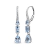 Thumbnail Image 1 of Pear-Shaped & Emerald-Cut Aquamarine & Diamond Drop Earrings 1/8 ct tw 10K White Gold