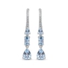 Thumbnail Image 2 of Pear-Shaped & Emerald-Cut Aquamarine & Diamond Drop Earrings 1/8 ct tw 10K White Gold