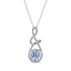 Thumbnail Image 1 of Oval-Cut Aquamarine & Diamond Swirl Pendant 1/4 ct tw 10K White Gold 18&quot;