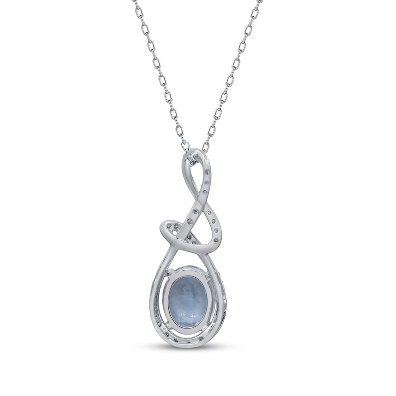 Main Image 3 of Oval-Cut Aquamarine & Diamond Swirl Pendant 1/4 ct tw 10K White Gold 18&quot;