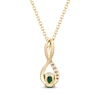 Thumbnail Image 3 of Oval-Cut Emerald & Diamond Accent Swirl Pendant 10K Yellow Gold 18&quot;