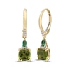 Thumbnail Image 1 of Cushion-Cut Peridot, Marquise-Cut Emerald & Diamond Drop Earrings 1/10 ct tw 10K Yellow Gold