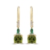 Thumbnail Image 2 of Cushion-Cut Peridot, Marquise-Cut Emerald & Diamond Drop Earrings 1/10 ct tw 10K Yellow Gold