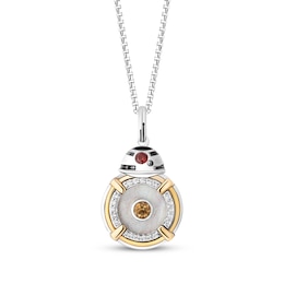 Star Wars BB-8 Multi-Gemstone & Diamond Necklace 1/15 ct tw Sterling Silver & 10K Yellow Gold 18&quot;